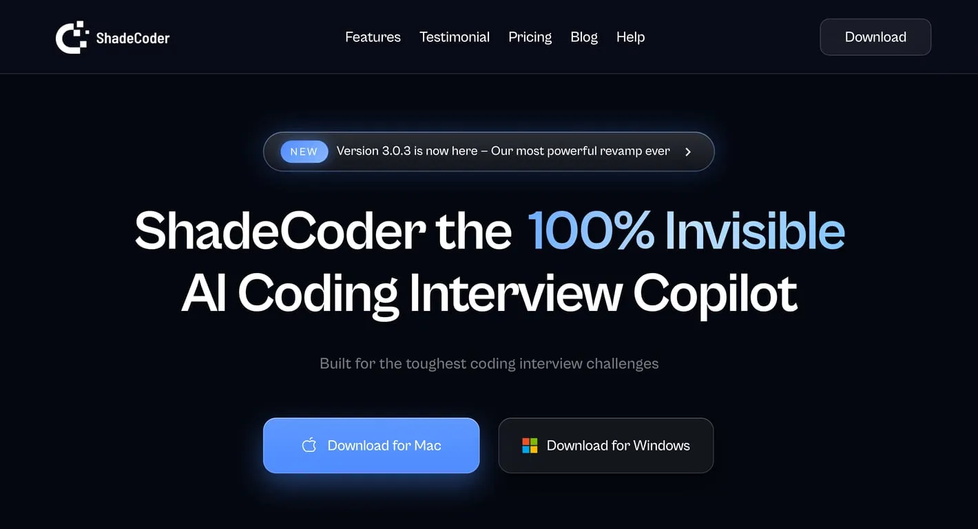 The ShadeCoder homepage in July 2026